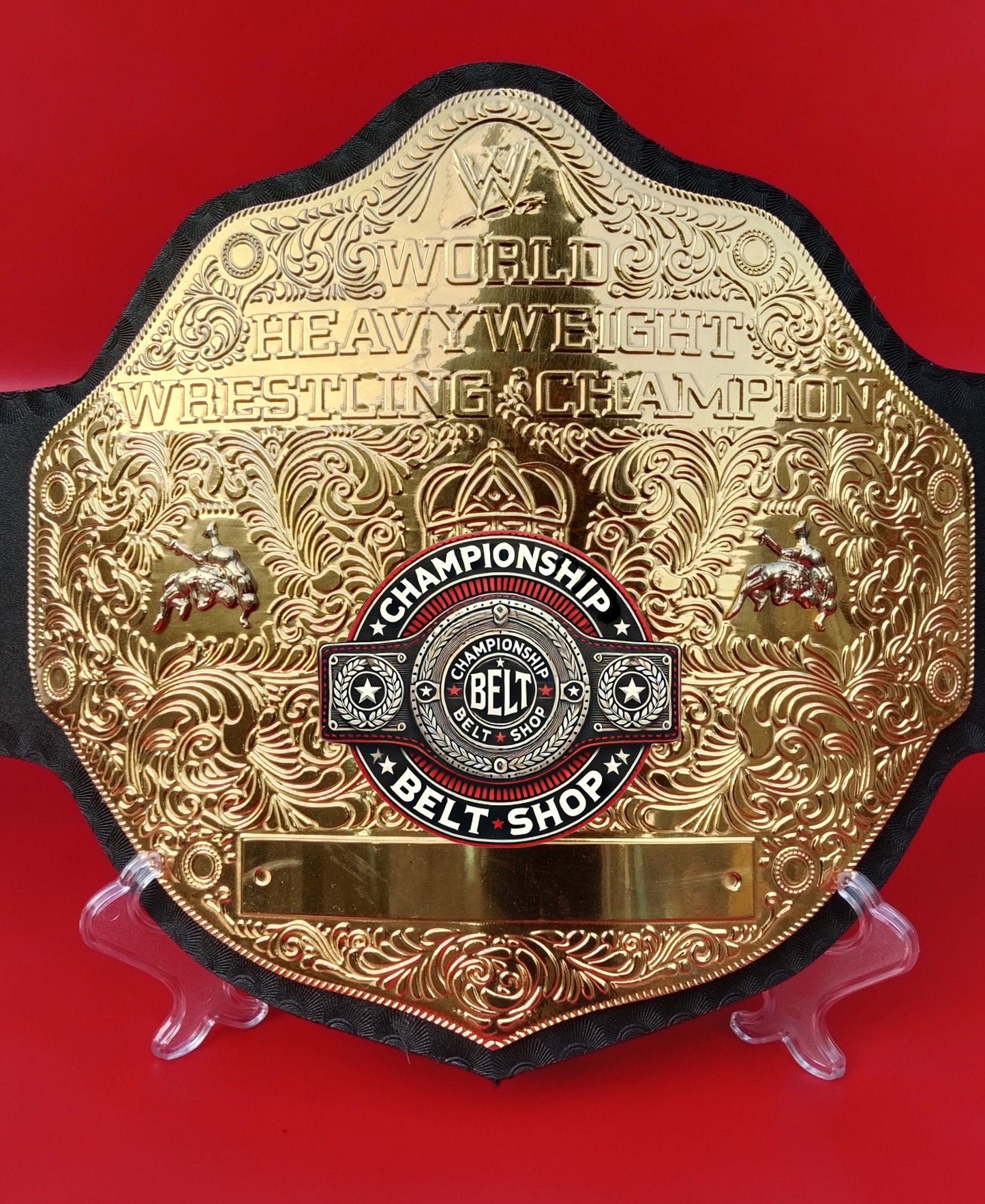 WWE Big Gold World Heavyweight Black Strap Championship Title Belt