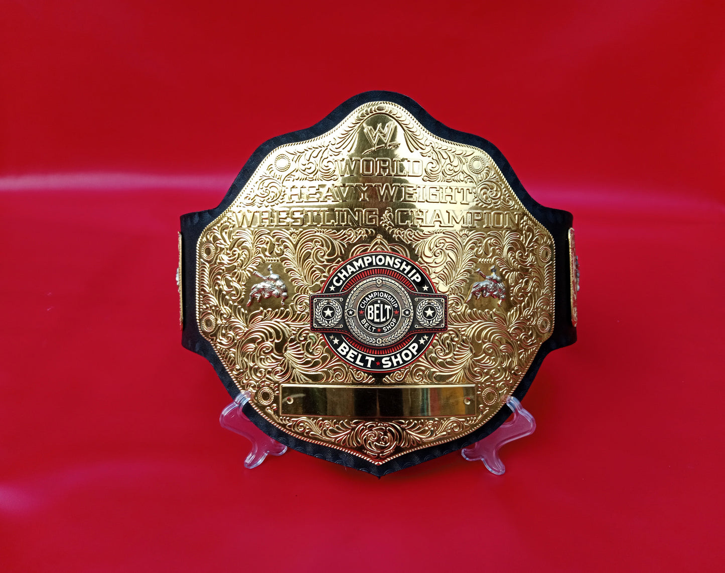 WWE Big Gold World Heavyweight Black Strap Championship Title Belt