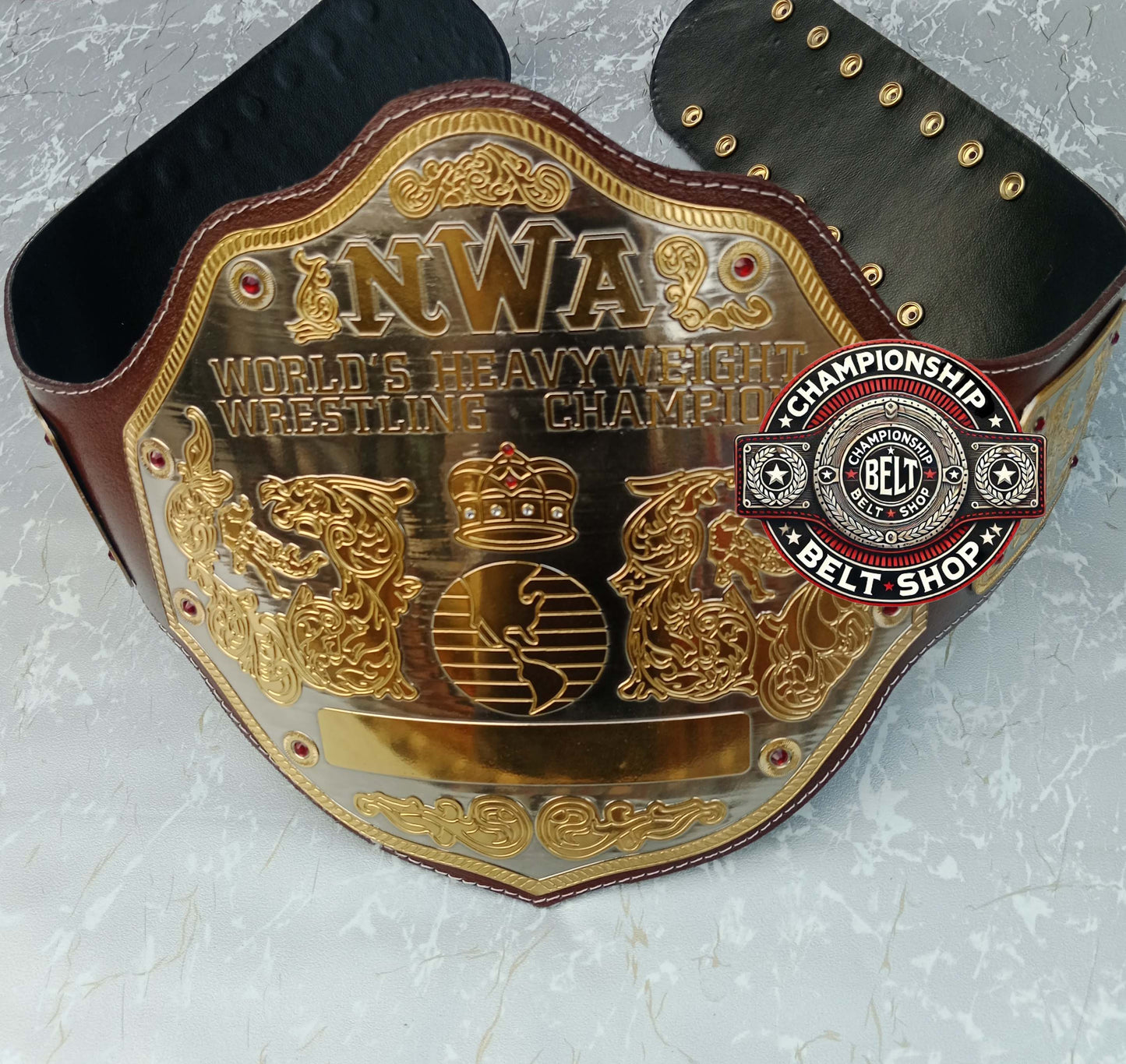 NWA Big Gold World Heavyweight Championship Title Belt