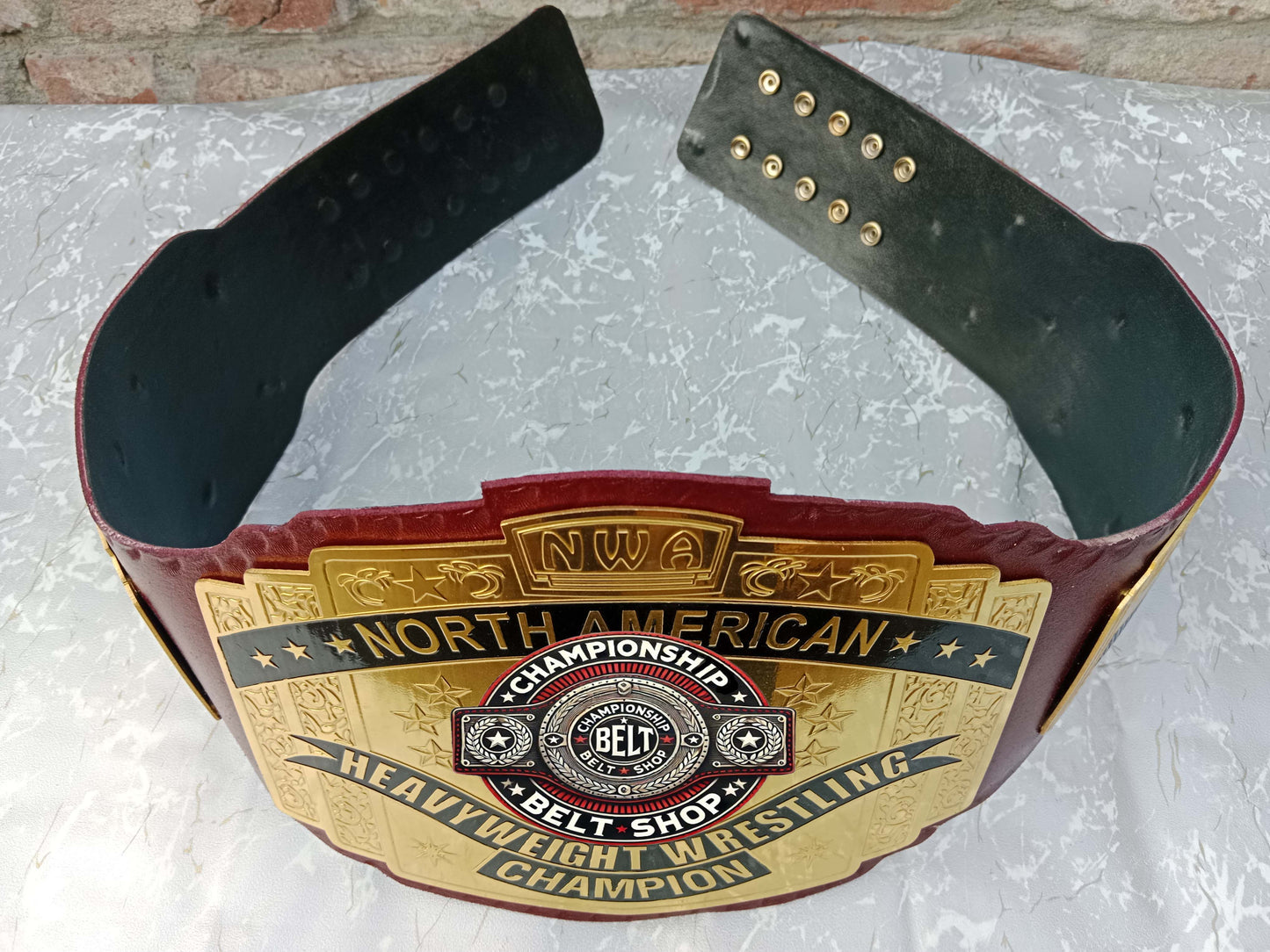 NWA North American Red Block Logo Hevyweight Championship Title Belt