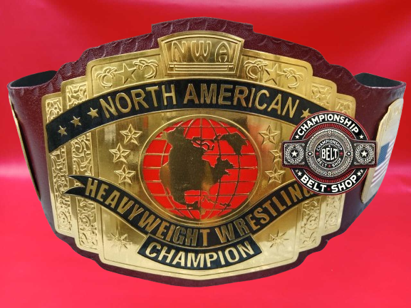 NWA North American Red Block Logo Hevyweight Championship Title Belt