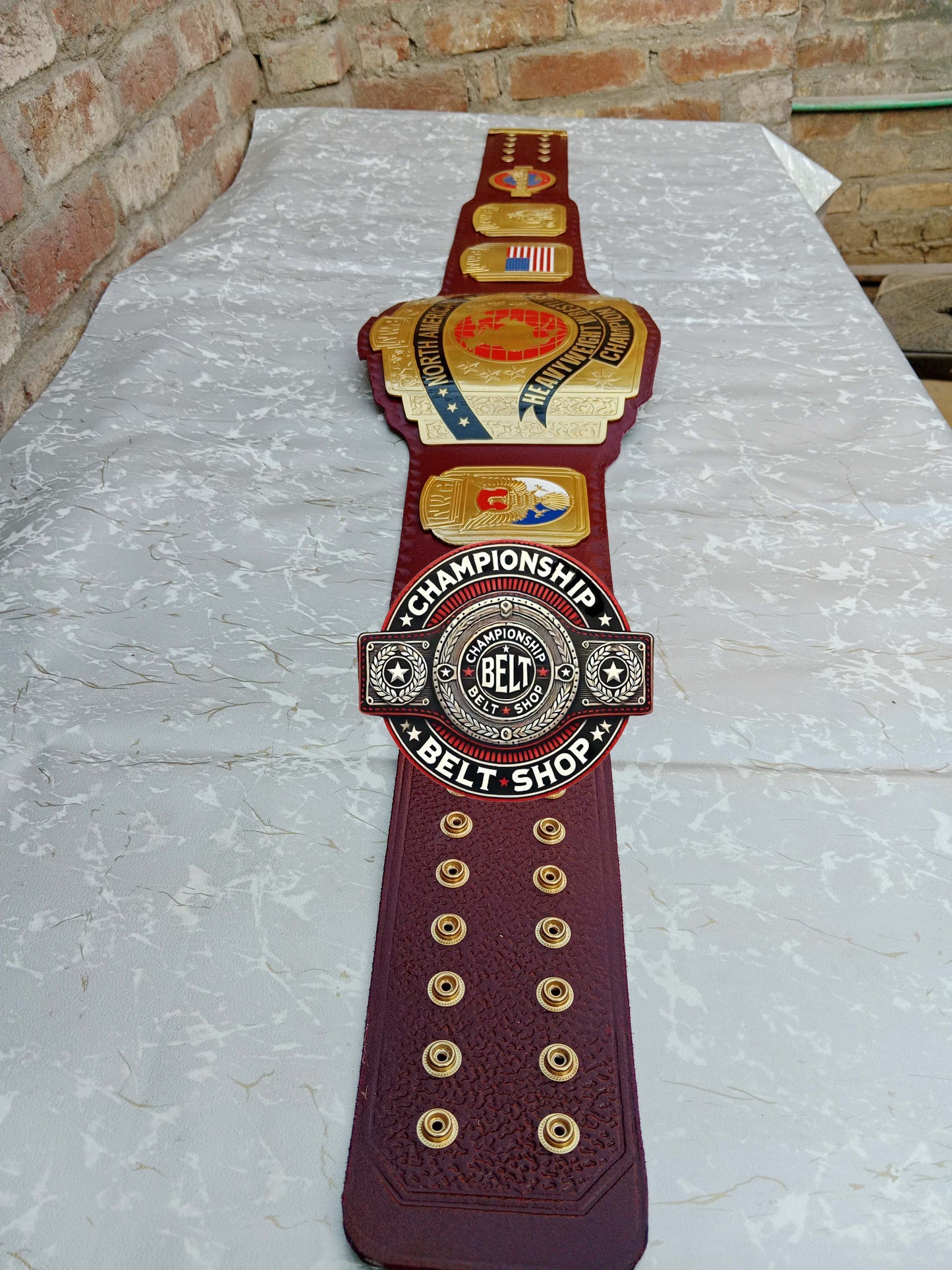NWA North American Red Block Logo Hevyweight Championship Title Belt