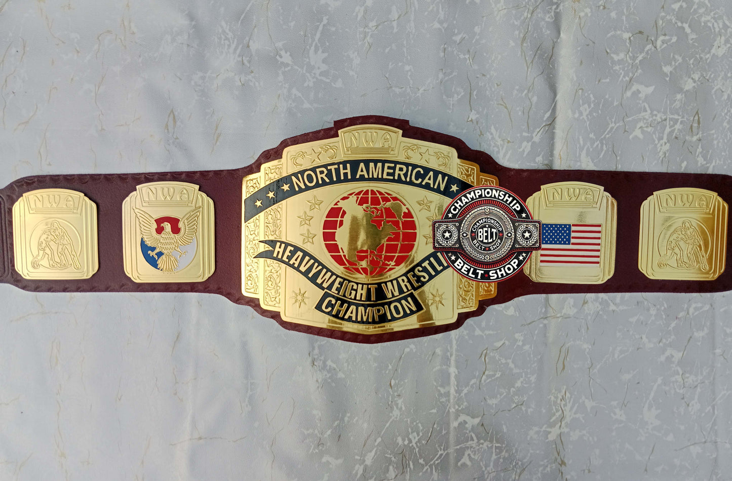 NWA North American Red Block Logo Hevyweight Championship Title Belt