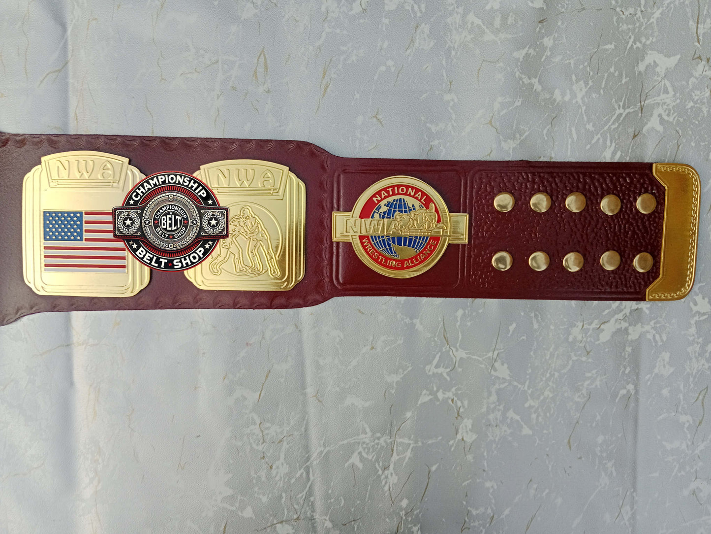 NWA North American Red Block Logo Hevyweight Championship Title Belt