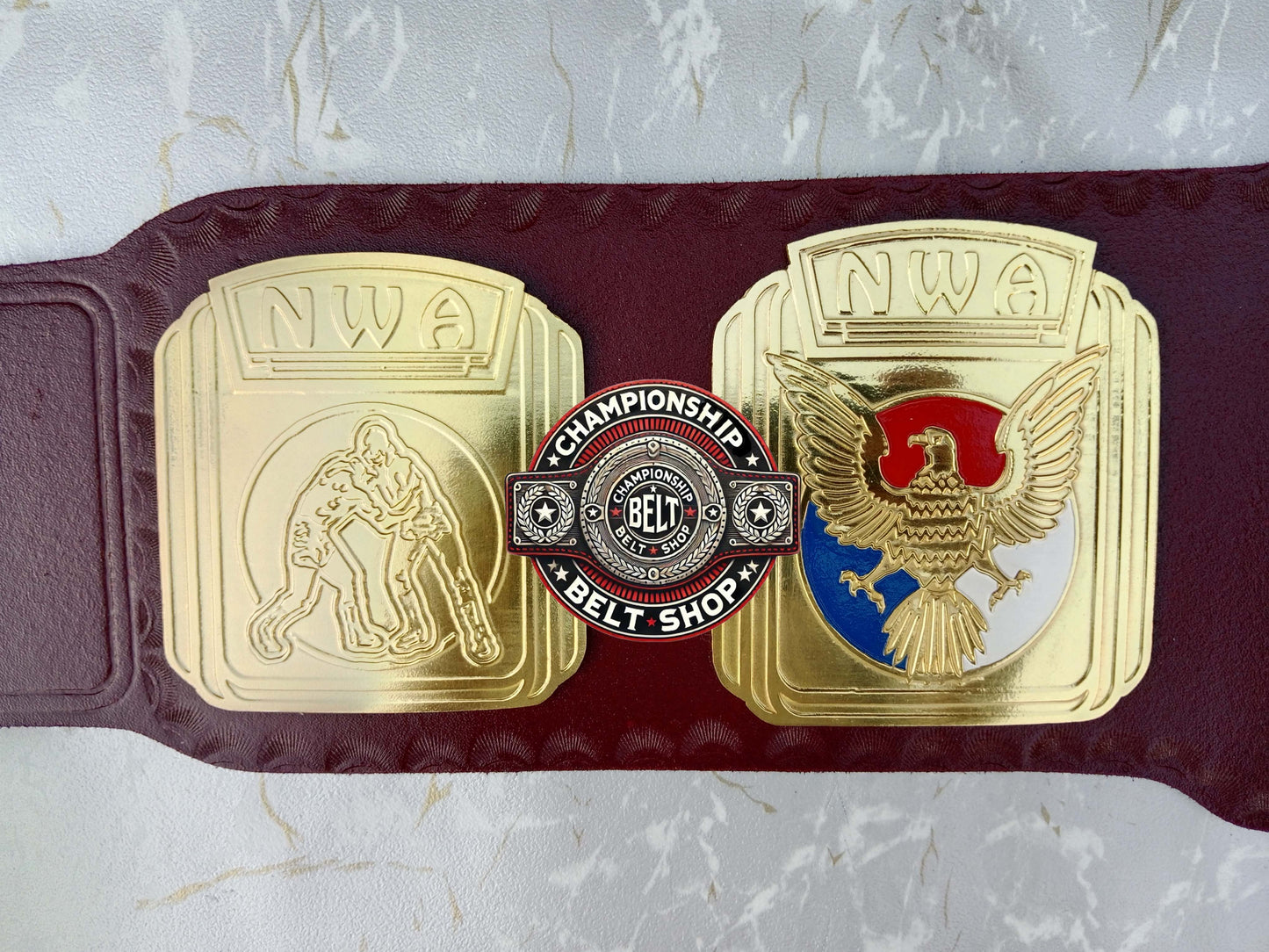 NWA North American Red Block Logo Hevyweight Championship Title Belt