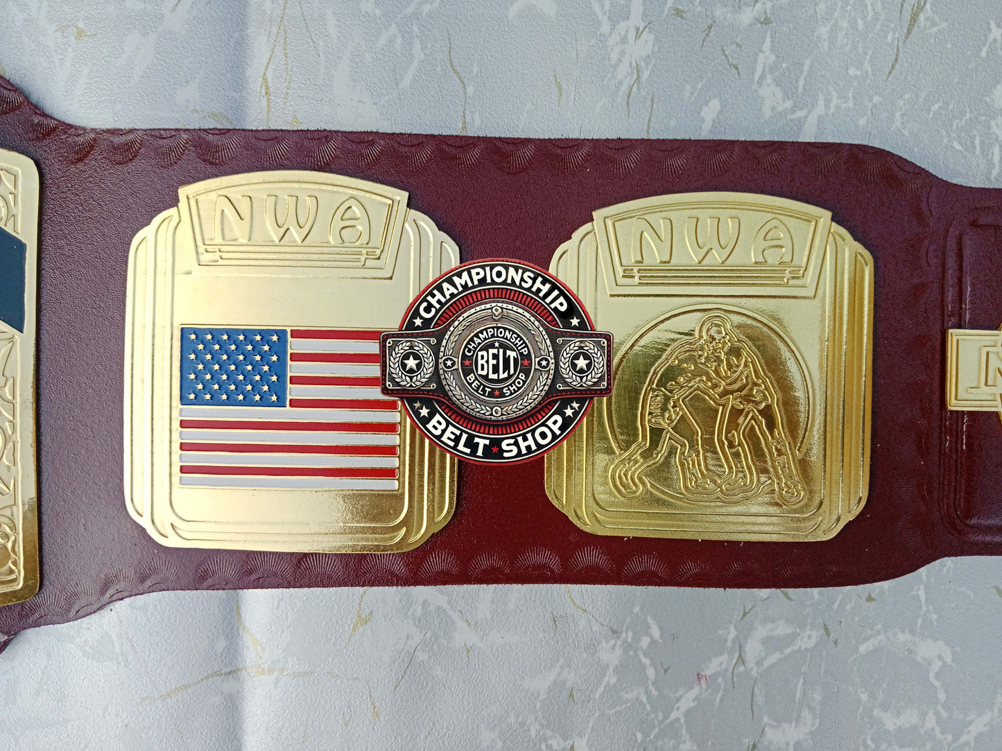 NWA North American Red Block Logo Hevyweight Championship Title Belt
