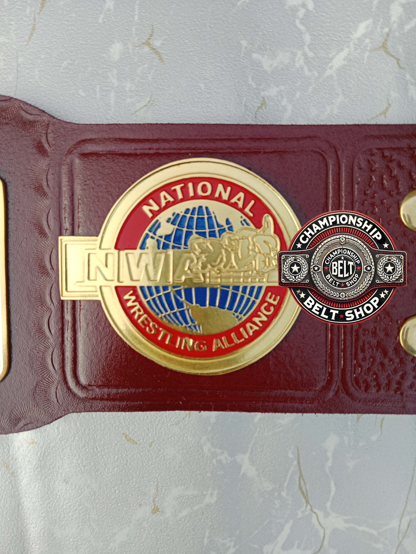 NWA North American Red Block Logo Hevyweight Championship Title Belt