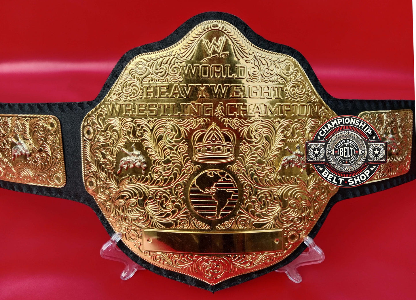 WWE Big Gold World Heavyweight Black Strap Championship Title Belt