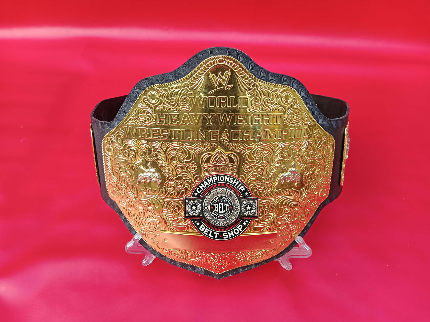 WWE Big Gold World Heavyweight Black Strap Championship Title Belt