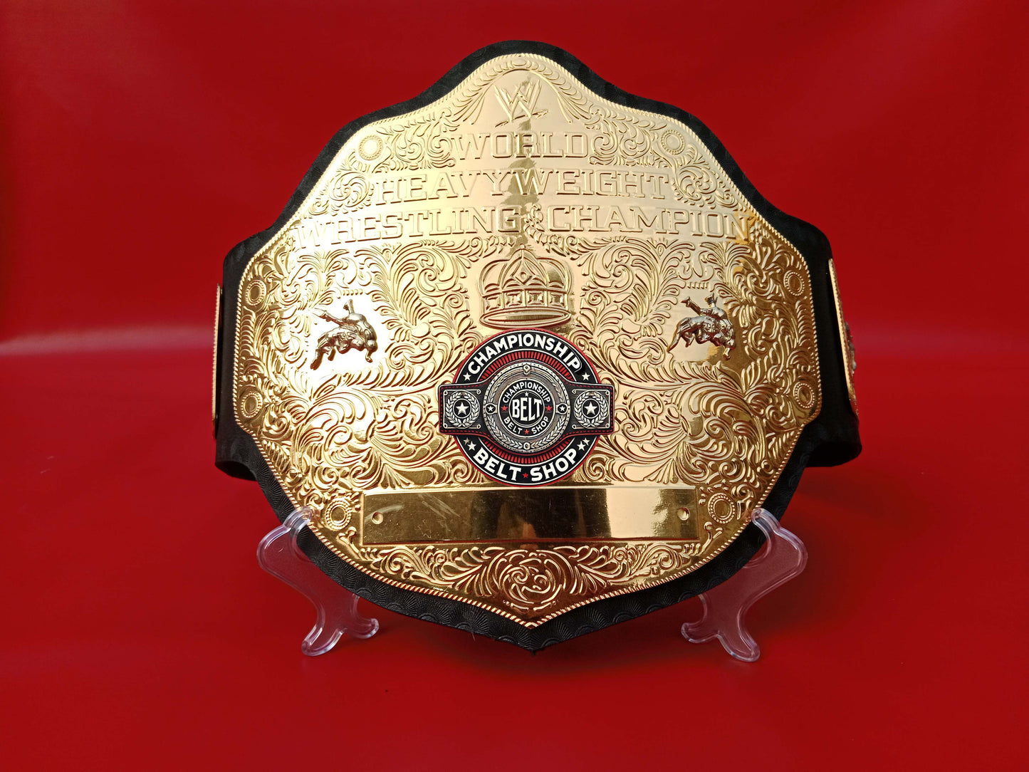 WWE Big Gold World Heavyweight Black Strap Championship Title Belt