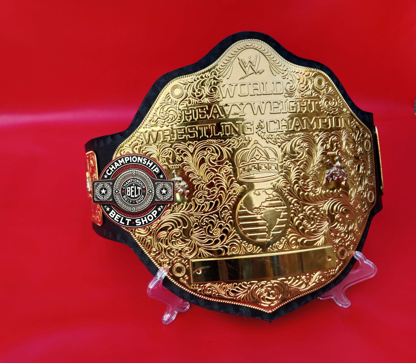 WWE Big Gold World Heavyweight Black Strap Championship Title Belt