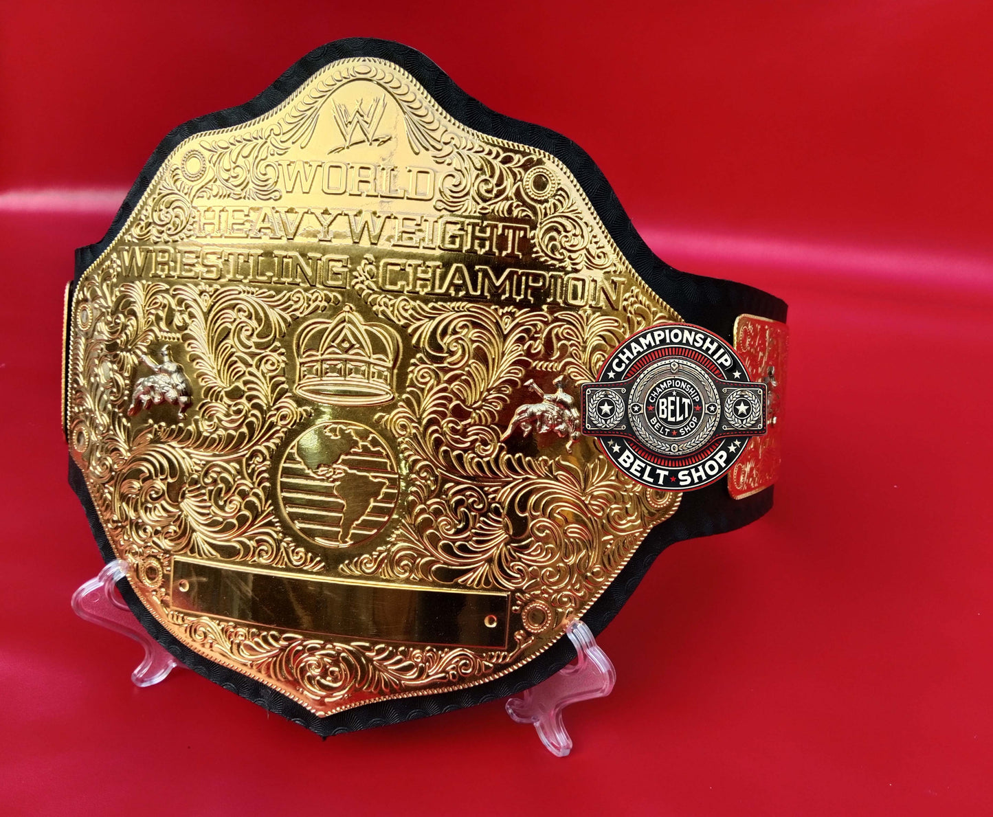 WWE Big Gold World Heavyweight Black Strap Championship Title Belt
