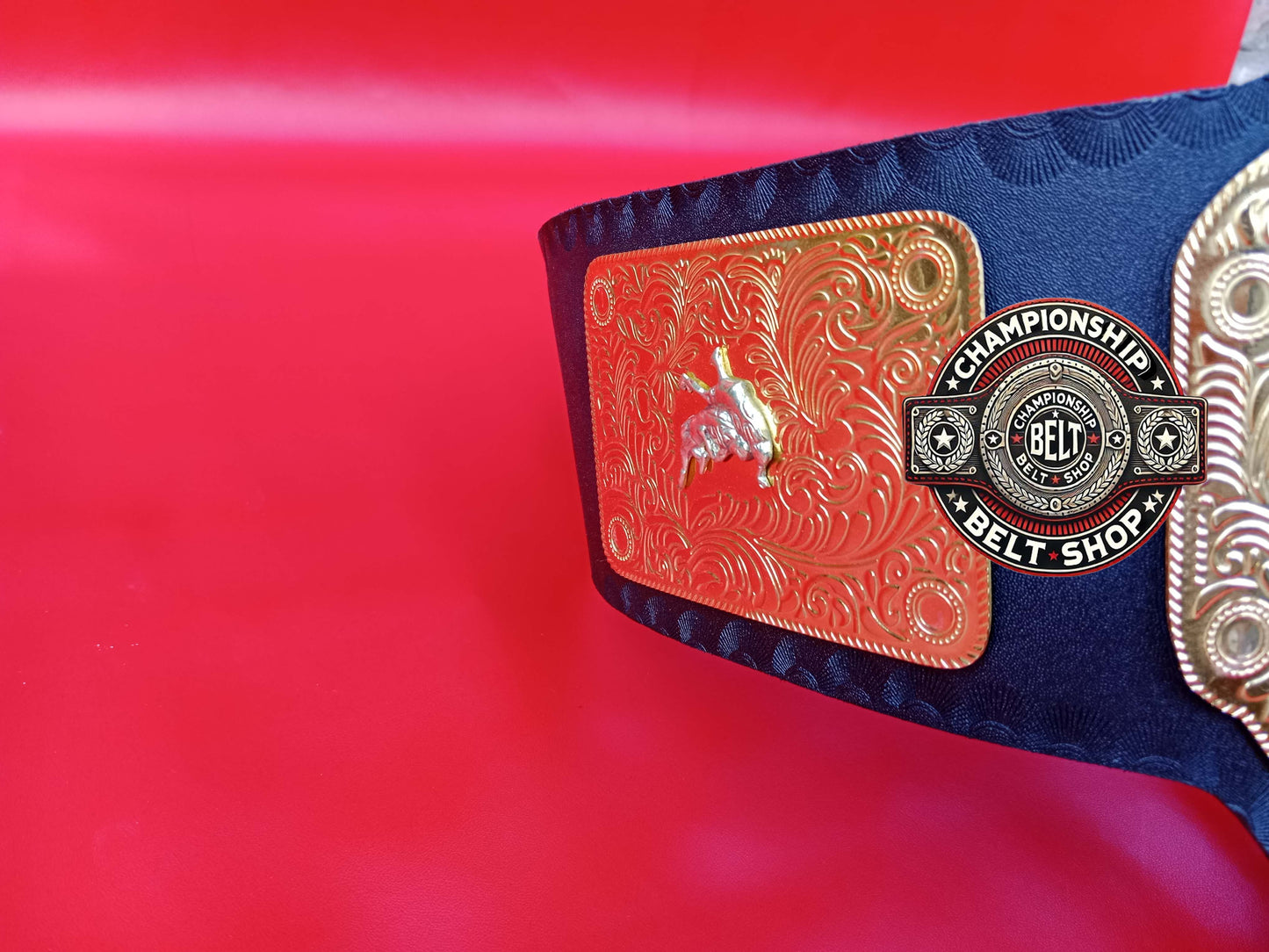 WWE Big Gold World Heavyweight Black Strap Championship Title Belt