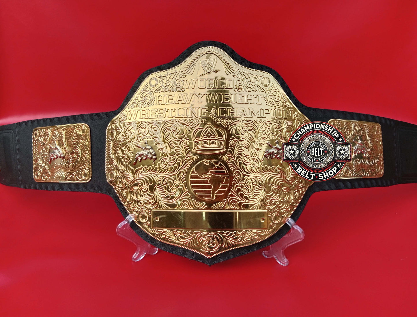 WWE Big Gold World Heavyweight Black Strap Championship Title Belt