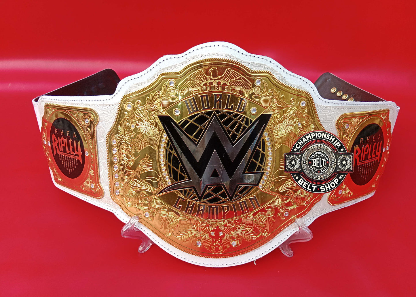 WWE Rhea Ripley Womens World Heavyweight White Strap Championship Title Belt