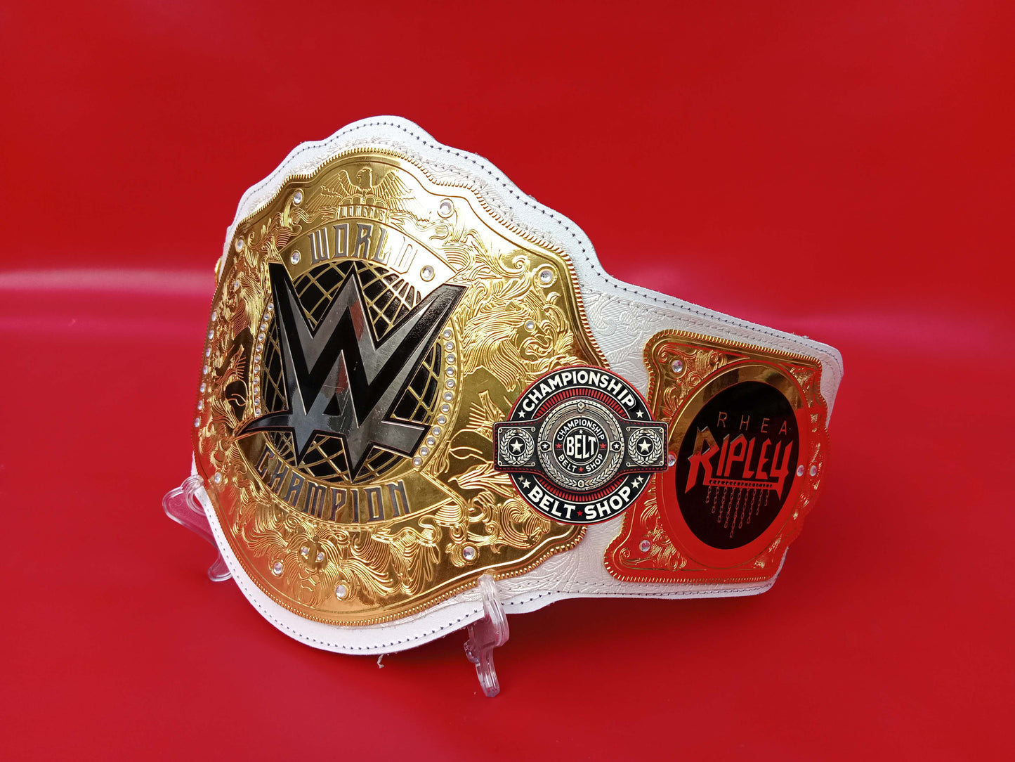 WWE Rhea Ripley Womens World Heavyweight White Strap Championship Title Belt