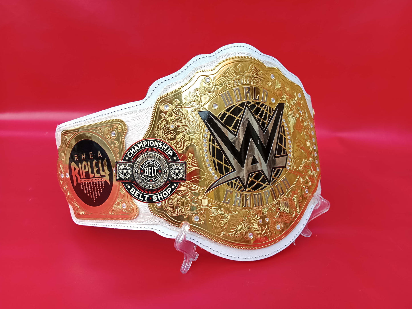 WWE Rhea Ripley Womens World Heavyweight White Strap Championship Title Belt
