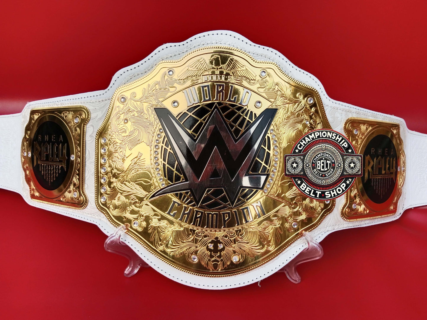 WWE Rhea Ripley Womens World Heavyweight White Strap Championship Title Belt