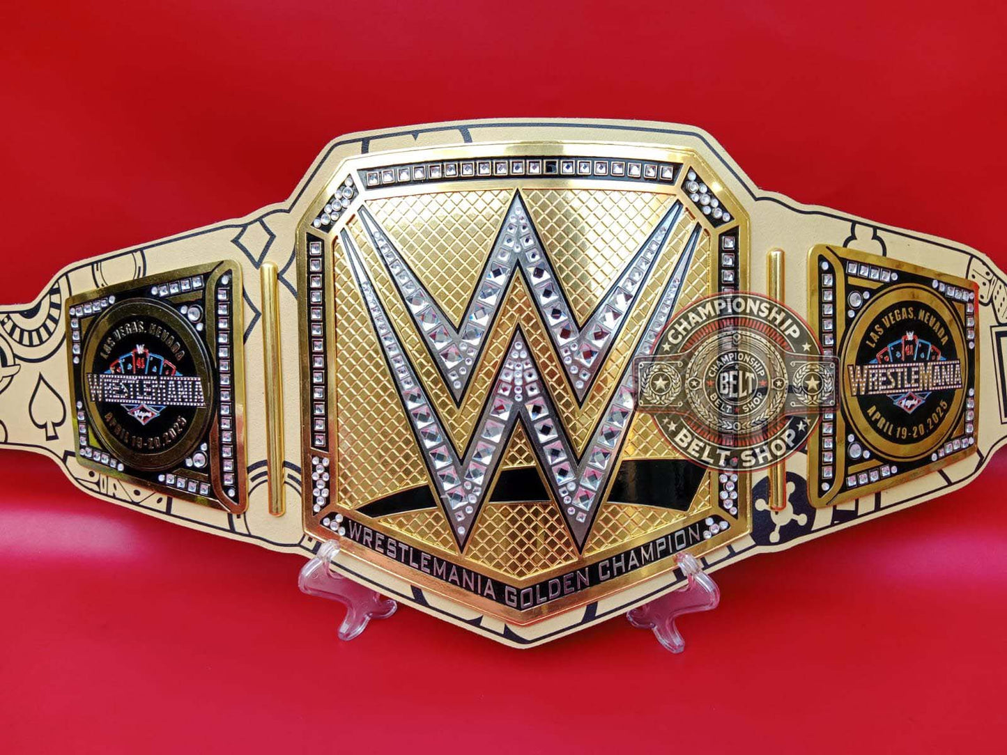 wwe-wrestlemania-41-las-vegas-golden-championship-title-belt