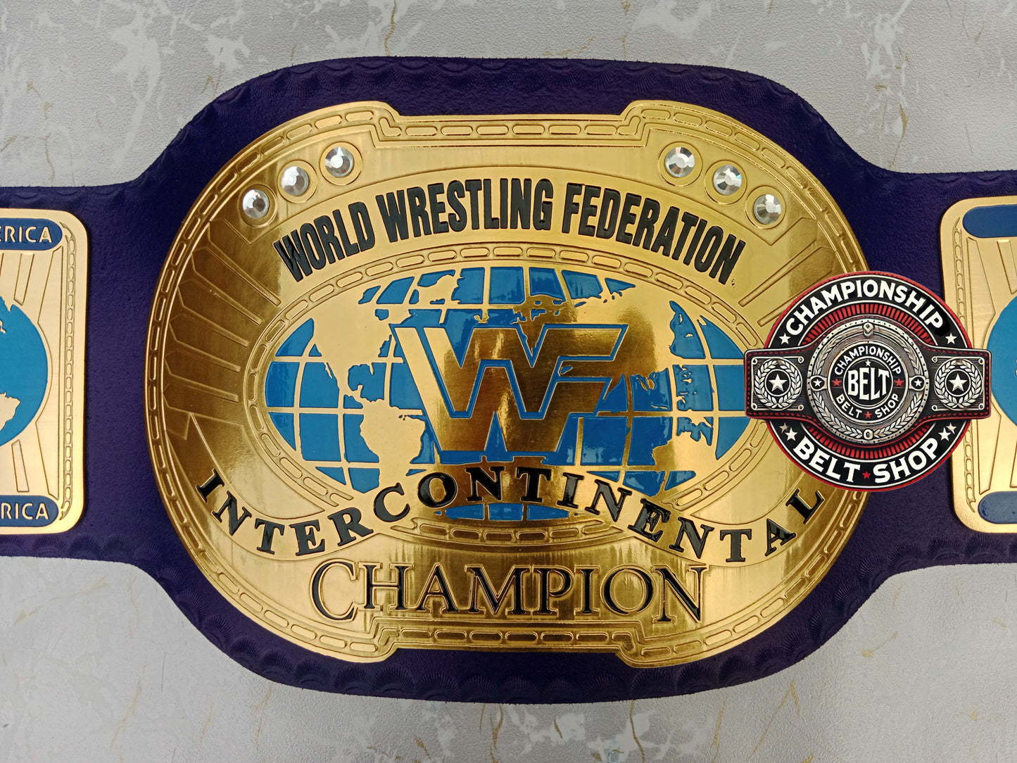 Blue Block Logo World Heavyweight Wrestling Championship Title Belt
