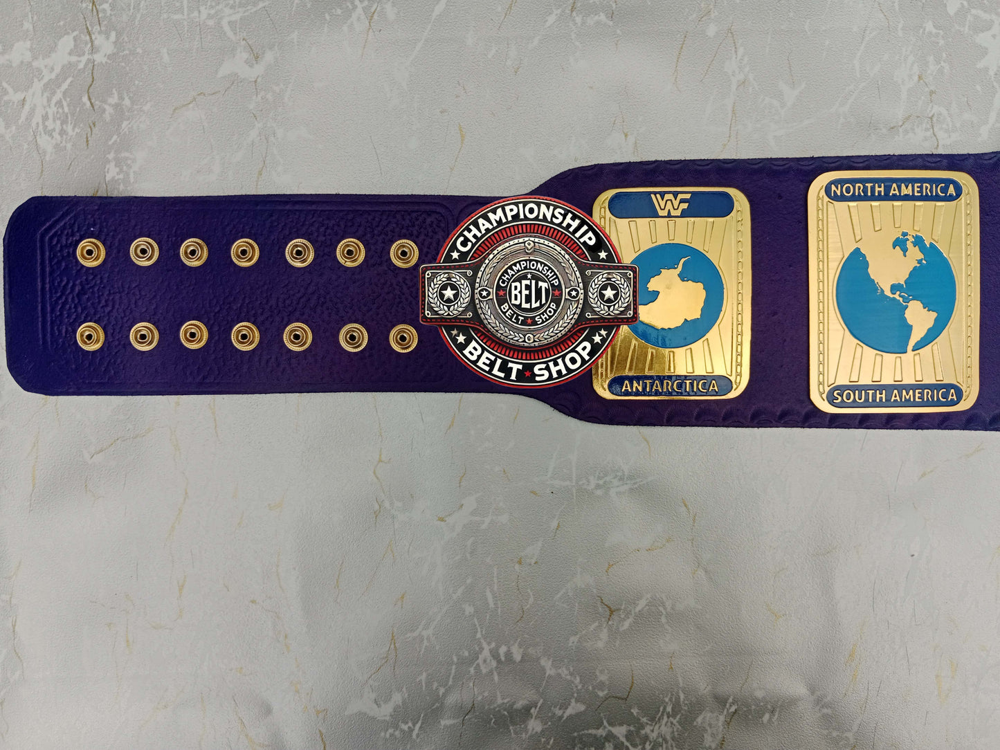 Blue Block Logo World Heavyweight Wrestling Championship Title Belt