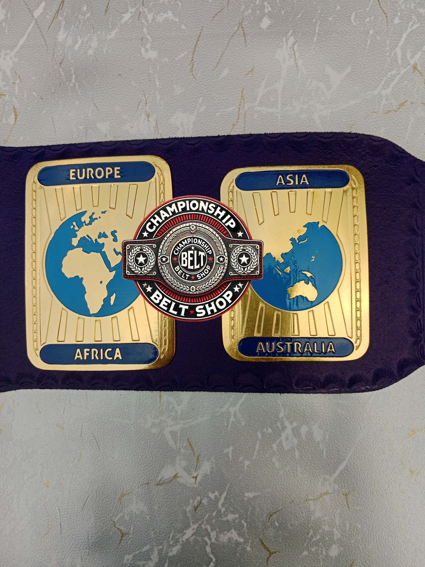 Blue Block Logo World Heavyweight Wrestling Championship Title Belt
