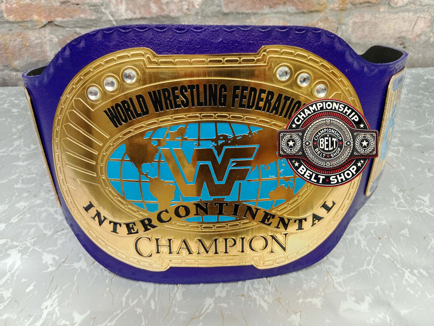 Blue Block Logo World Heavyweight Wrestling Championship Title Belt