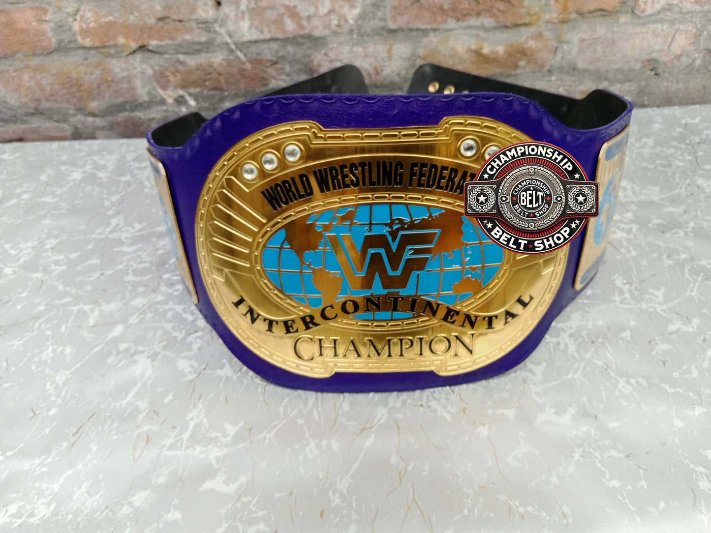 Blue Block Logo World Heavyweight Wrestling Championship Title Belt