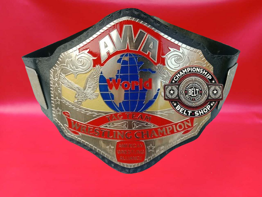 AWA Heavweight Blue Block Logo Championship Title Belt