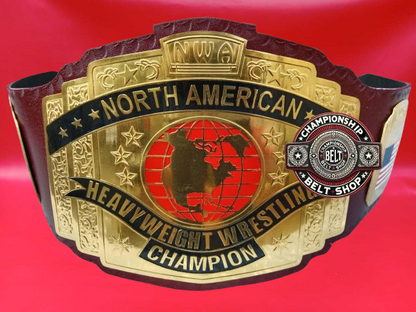 NWA North American Red Block Logo Hevyweight Championship Title Belt