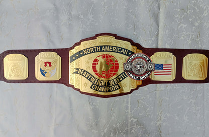 NWA North American Red Block Logo Hevyweight Championship Title Belt