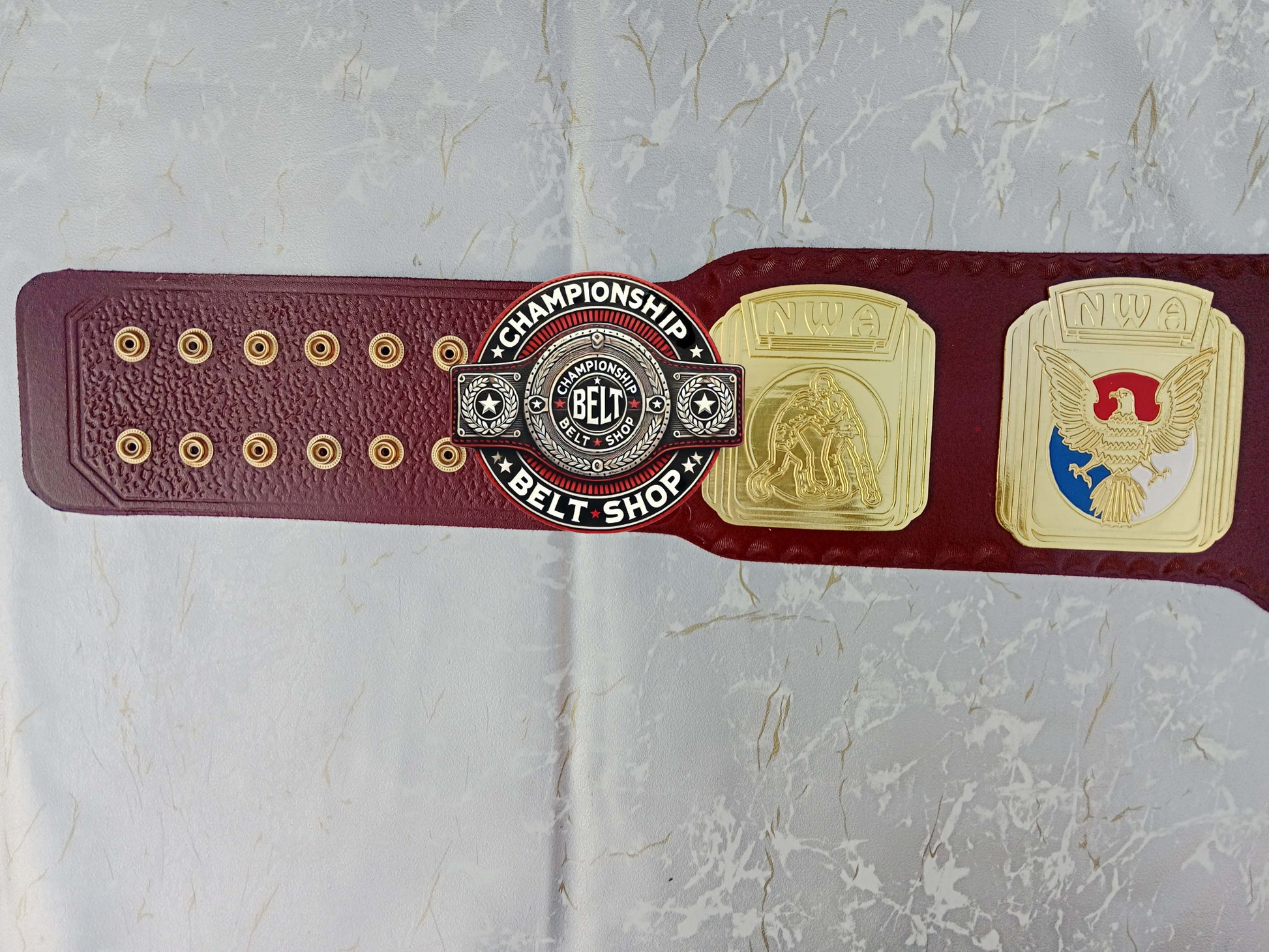 NWA North American Red Block Logo Hevyweight Championship Title Belt
