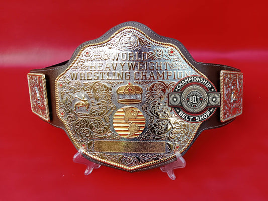 WCW Big Gold Brown Strap Championship Title Belt