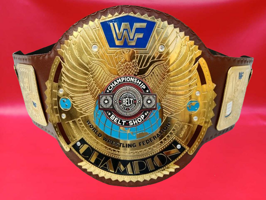 WWF Blue Block Logo Big Eagle Championship Title Belt