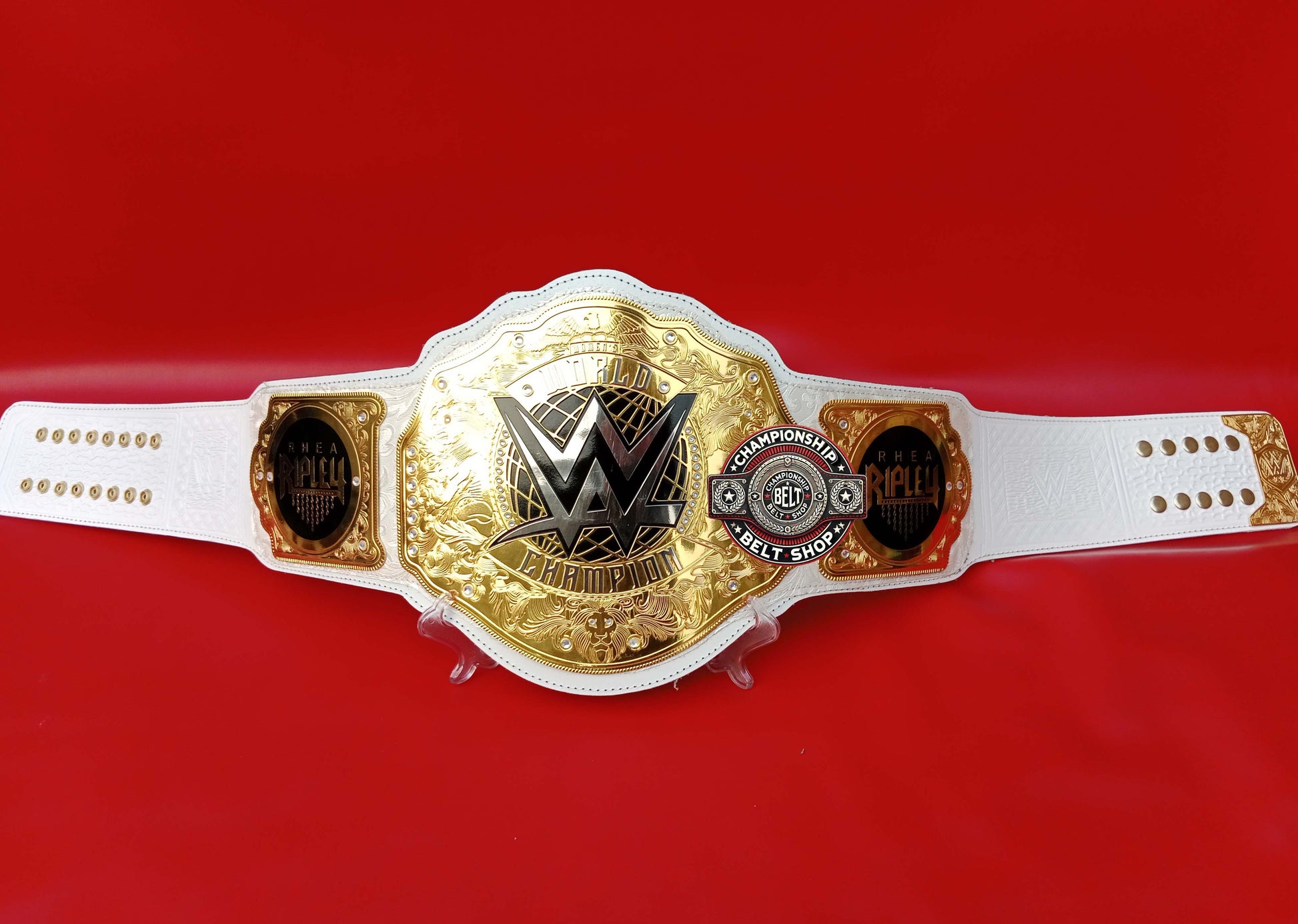 WWE Rhea Ripley Womens World Heavyweight White Strap Championship Title Belt