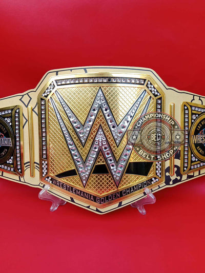 wwe-wrestlemania-41-las-vegas-golden-championship-title-belt