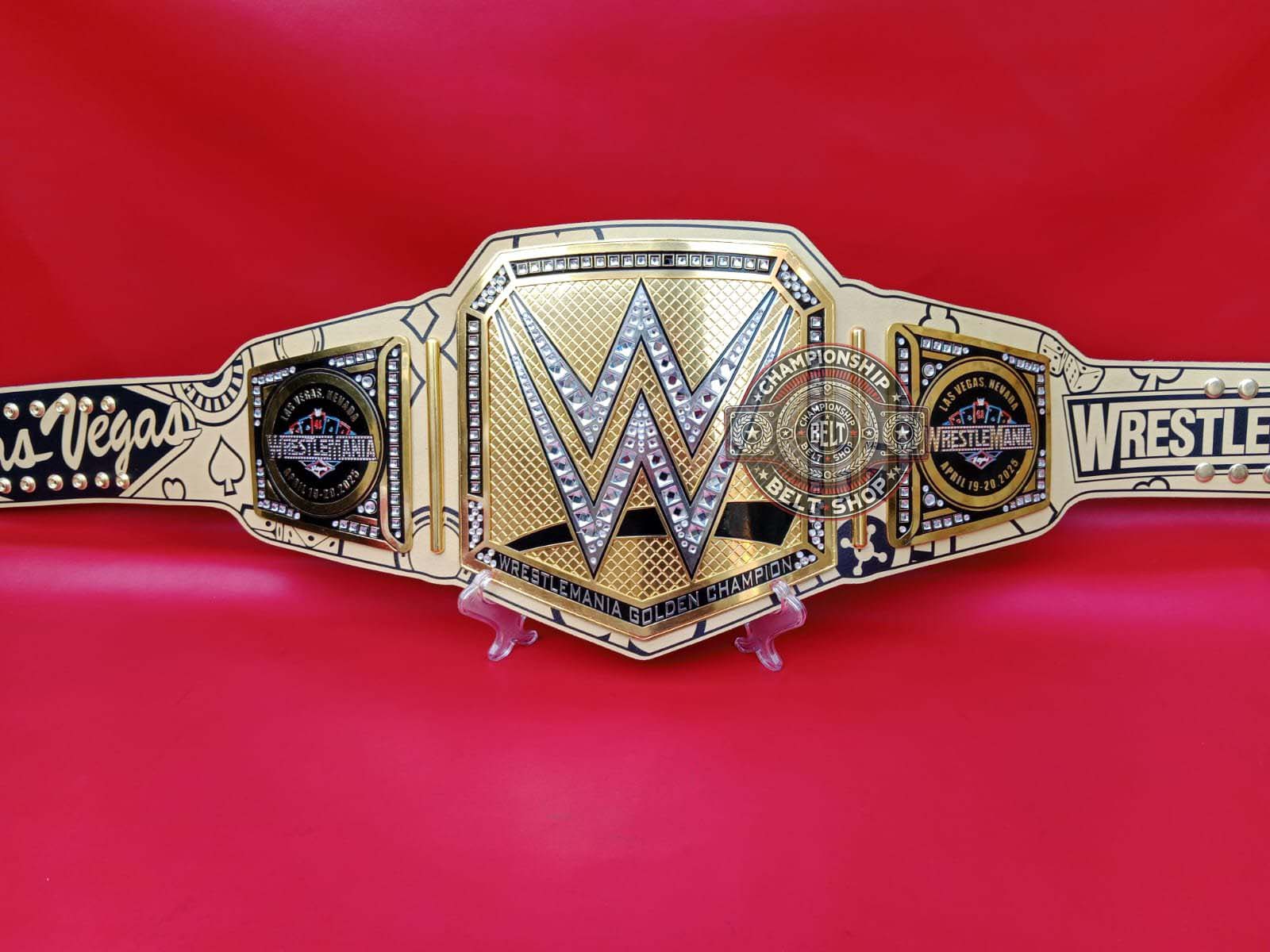 wwe-wrestlemania-41-las-vegas-golden-championship-title-belt