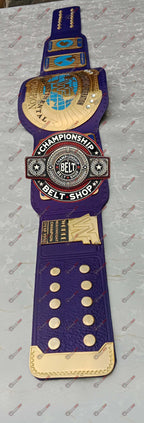 Blue Block Logo World Heavyweight Wrestling Championship Title Belt