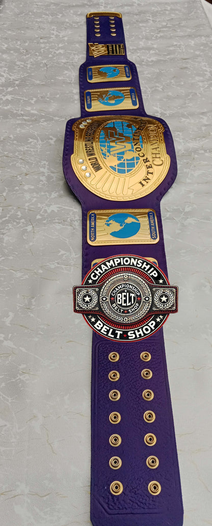 Blue Block Logo World Heavyweight Wrestling Championship Title Belt