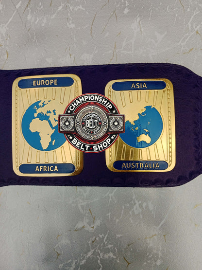 Blue Block Logo World Heavyweight Wrestling Championship Title Belt